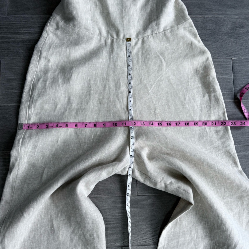 Reformation Huntington Open Back Linen Jumpsuit 12 Oatmeal Wide Leg Lace Up - Picture 15 of 16